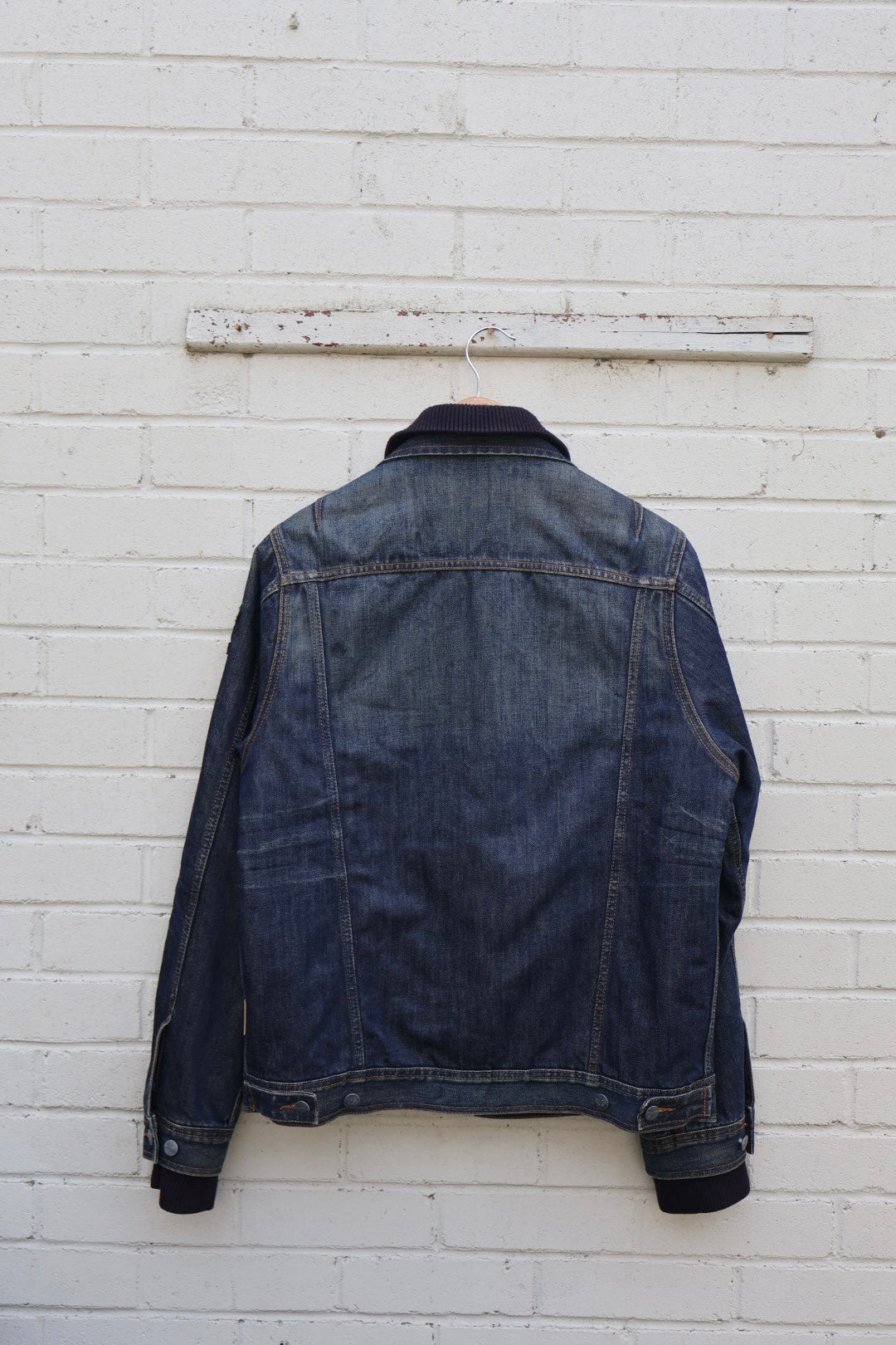 Pall Mall Vintage Denim Americana Aviator Zip Up Jacket with Badges