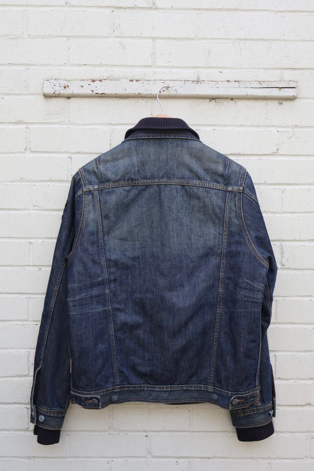 Pall Mall Vintage Denim Americana Aviator Zip Up Jacket with Badges