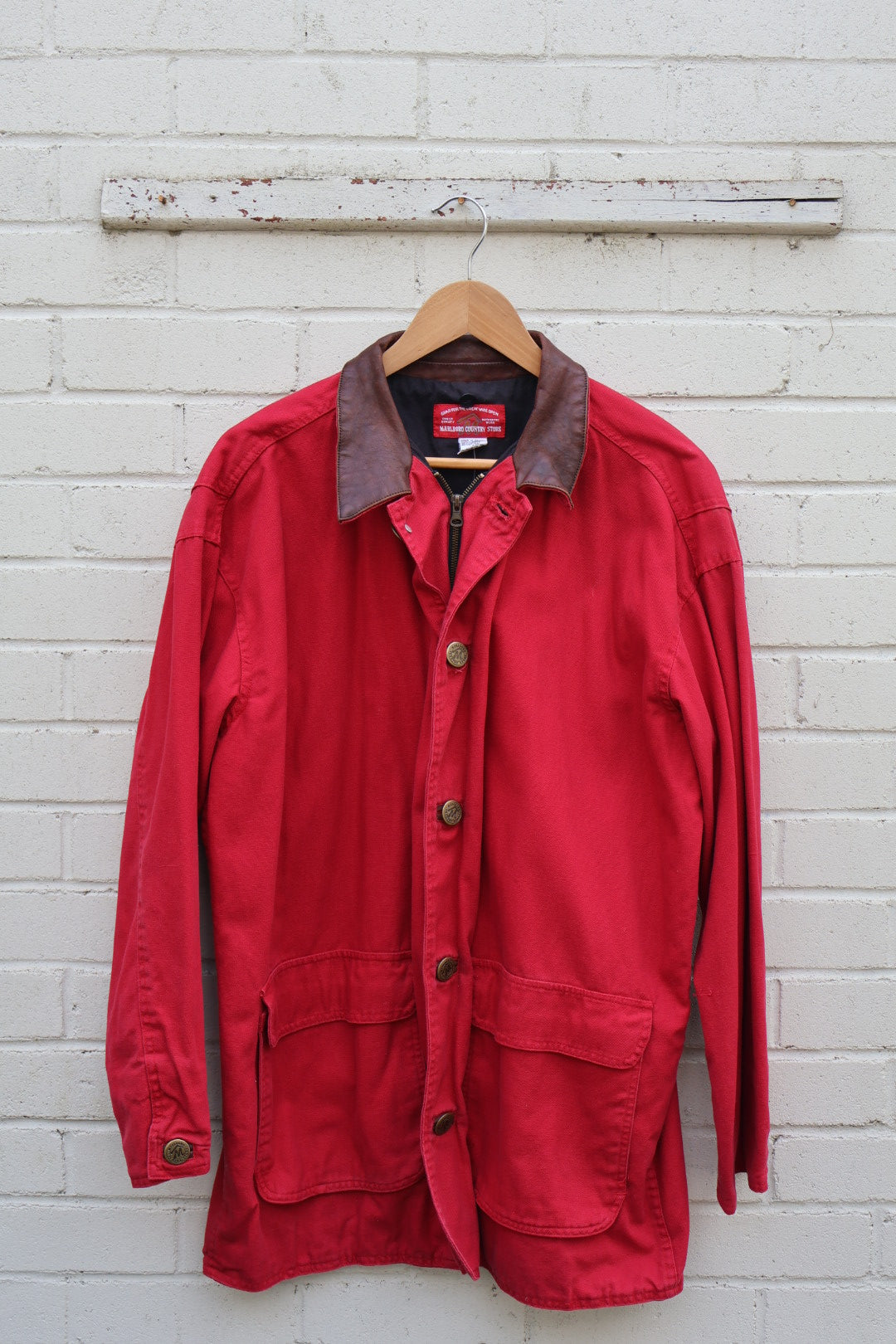 Marlboro Country Store 80’s Red Cotton Leather Collar Jacket