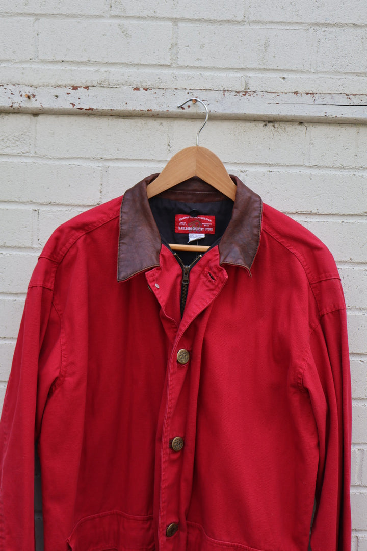 Marlboro Country Store 80’s Red Cotton Leather Collar Jacket