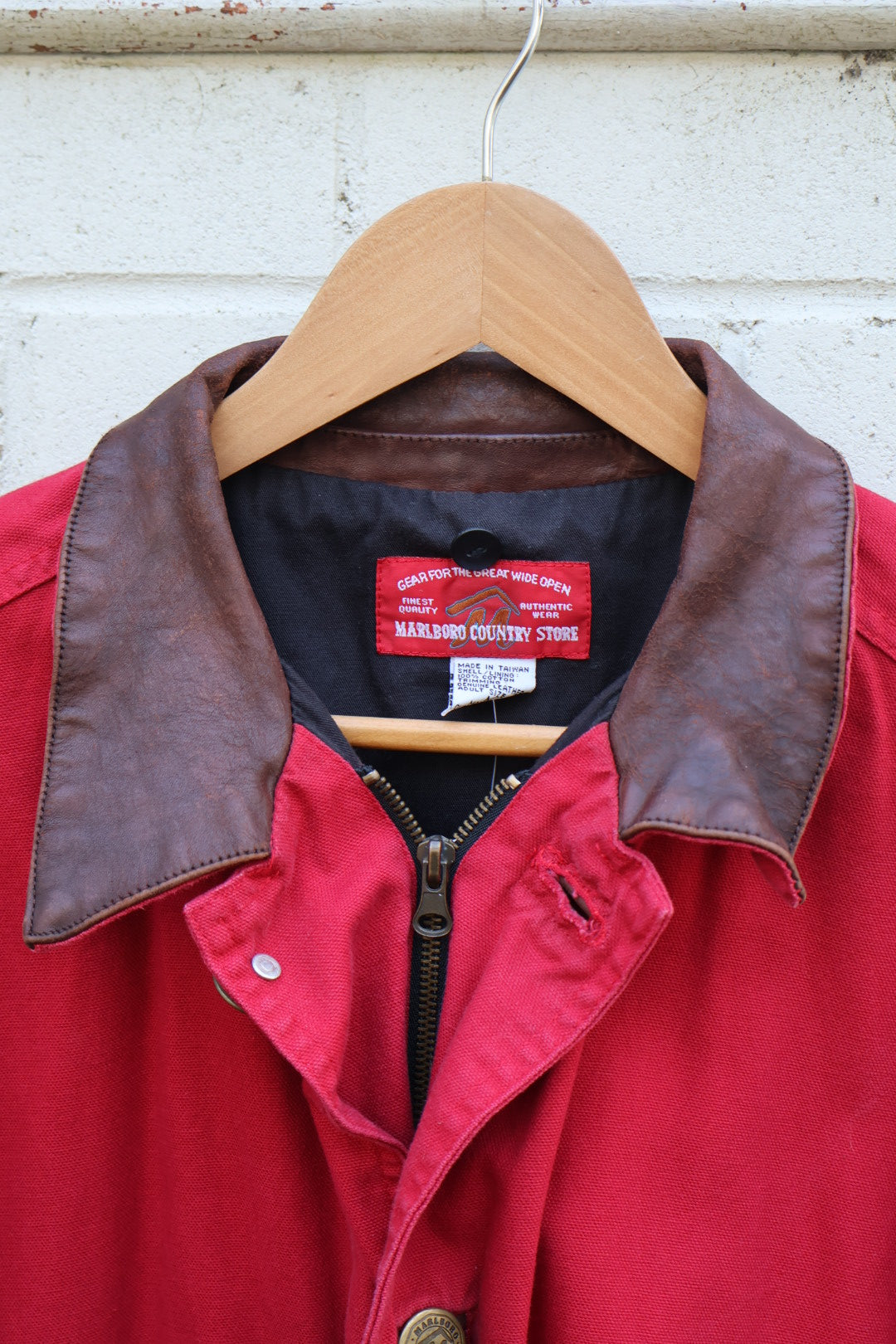 Marlboro Country Store 80’s Red Cotton Leather Collar Jacket