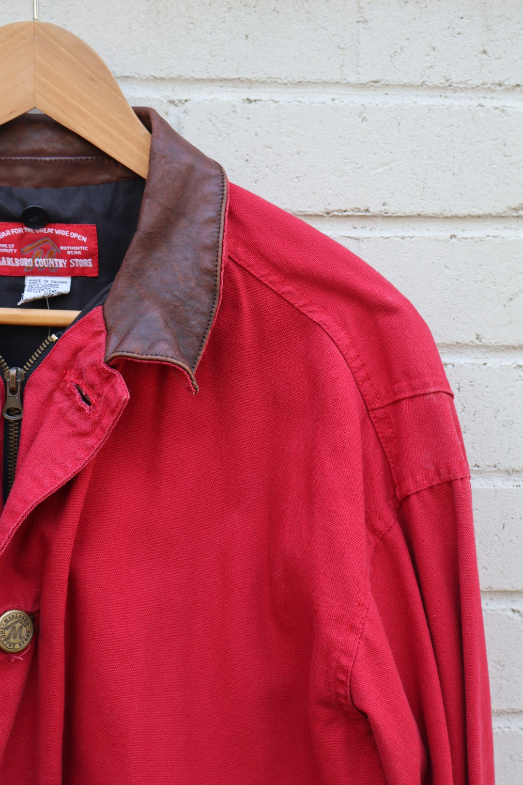 Marlboro Country Store 80’s Red Cotton Leather Collar Jacket