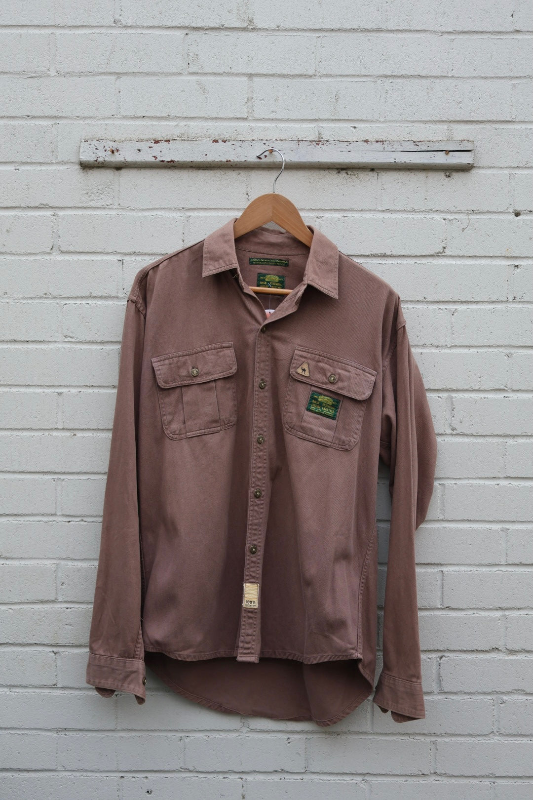 Camel Trophy Brown Long Sleeved Button Up Shirt Adventure