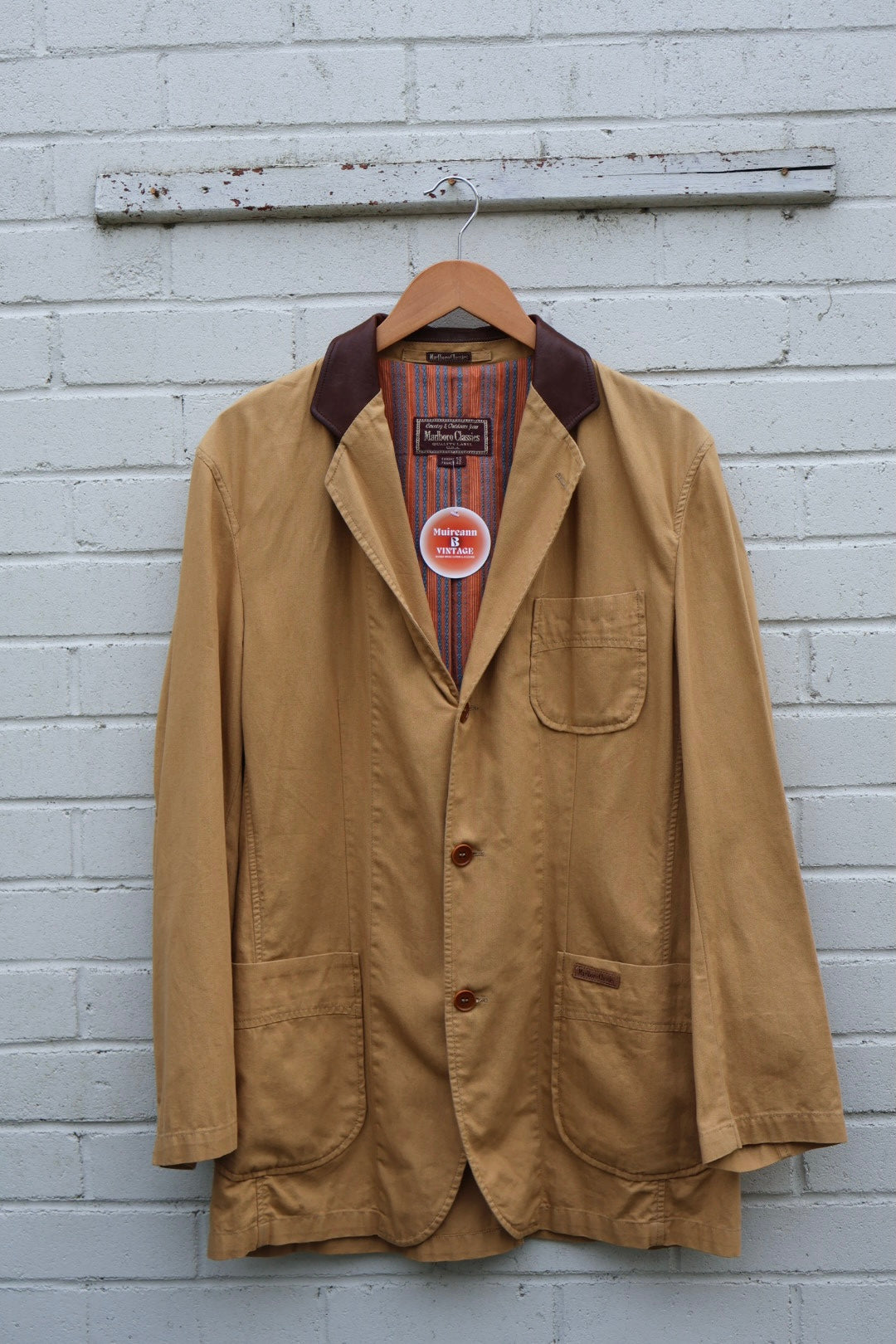 Marlboro Classics Cotton Brown Leather Collar Light Jacket