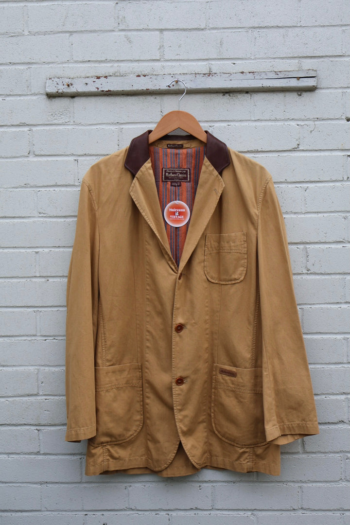 Marlboro Classics Cotton Brown Leather Collar Light Jacket