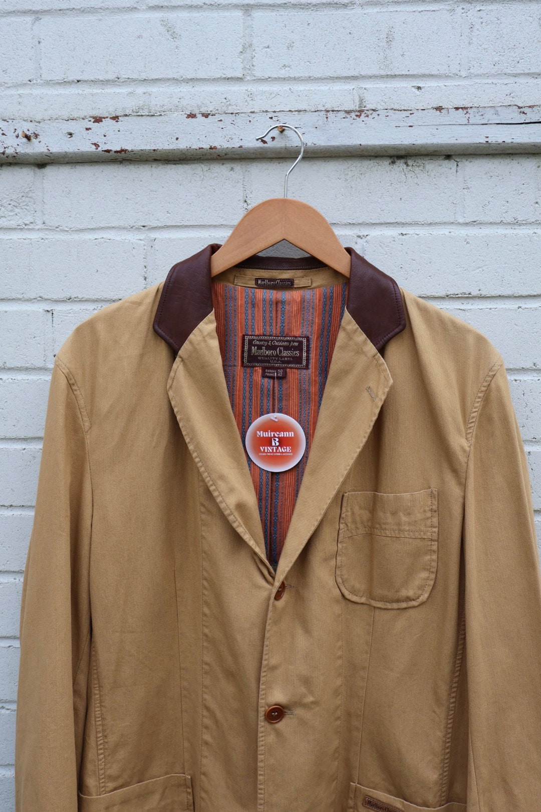 Marlboro Classics Cotton Brown Leather Collar Light Jacket