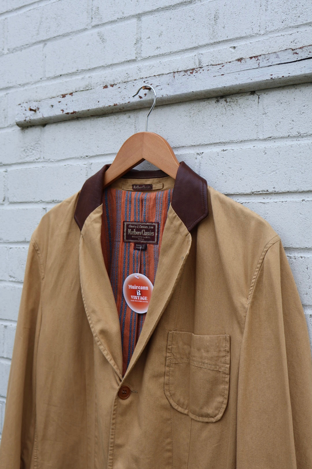 Marlboro Classics Cotton Brown Leather Collar Light Jacket