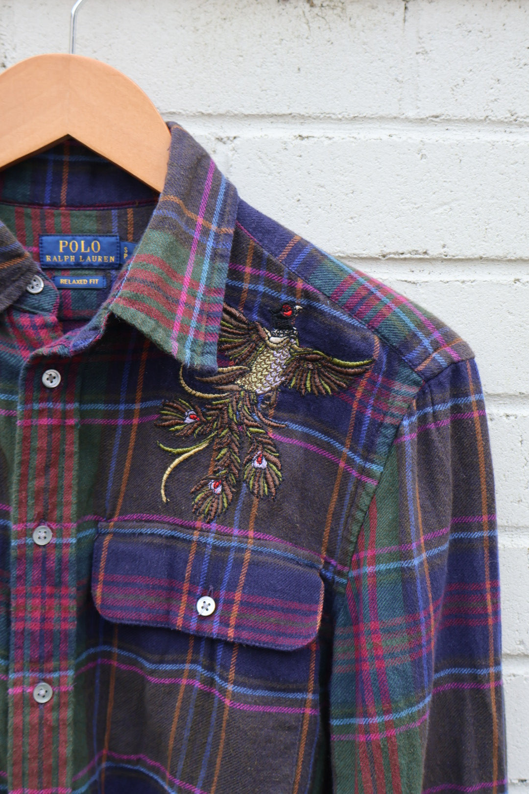 Ralph Lauren Vintage Purple Check Flannel Embroidered Shirt