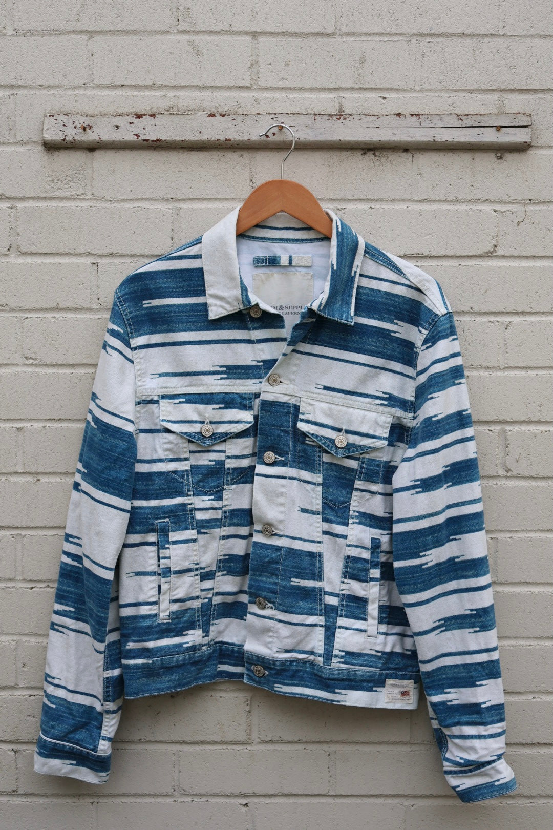 Ralph Lauren Vintage Aztec Blue and White Denim Jacket