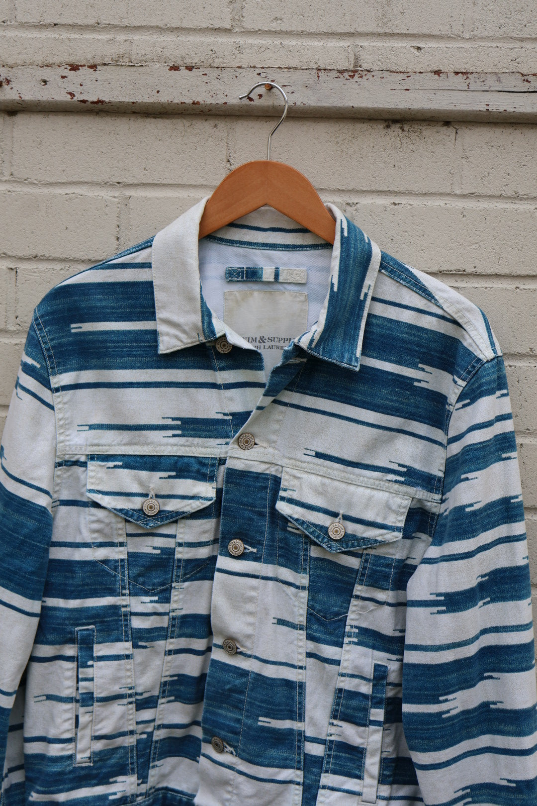 Ralph Lauren Vintage Aztec Blue and White Denim Jacket