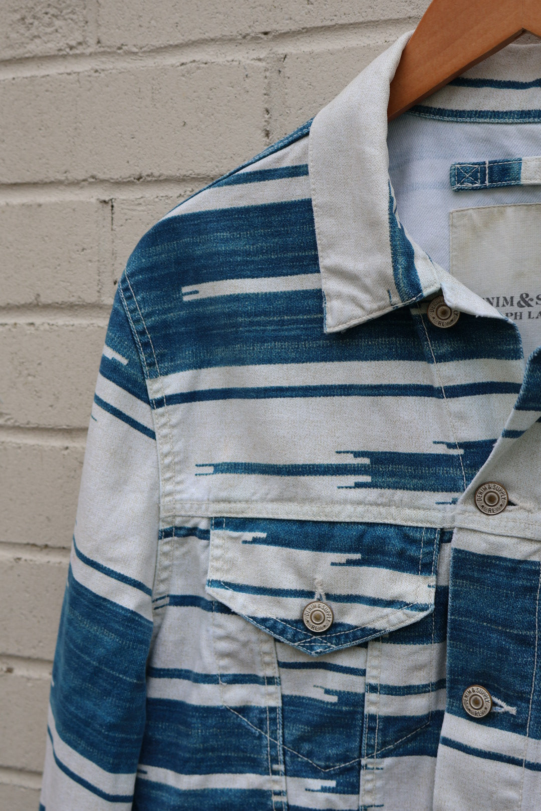 Ralph Lauren Vintage Aztec Blue and White Denim Jacket