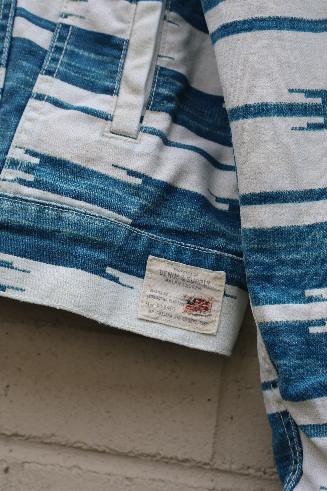 Ralph Lauren Vintage Aztec Blue and White Denim Jacket