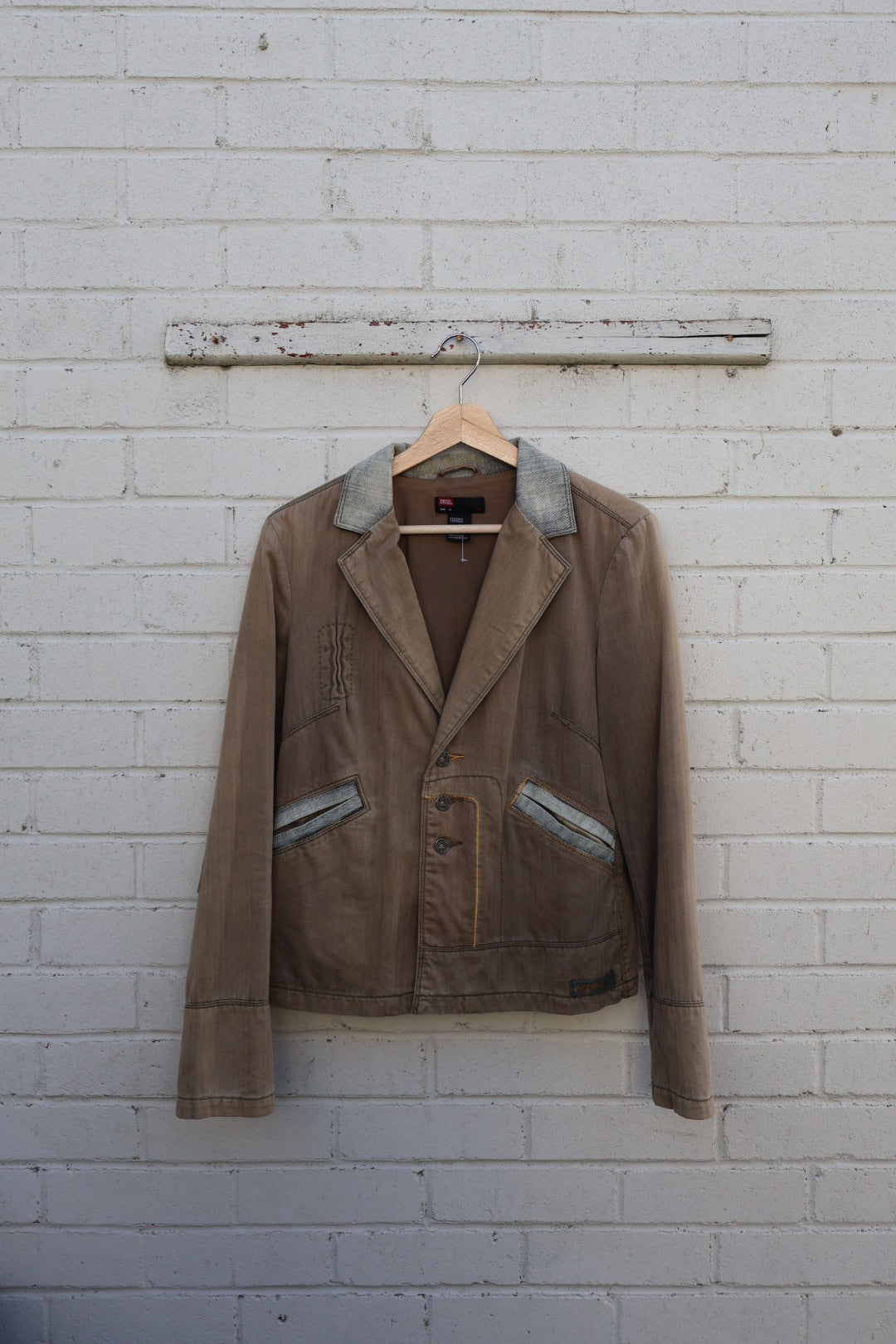 Diesel Vintage Khaki Green and Denim Cotton Jacket