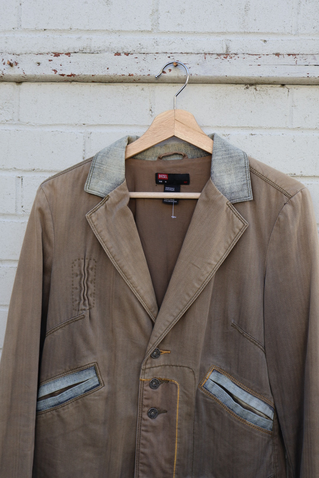 Diesel Vintage Khaki Green and Denim Cotton Jacket