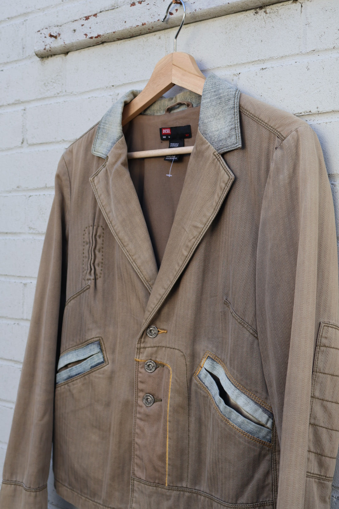 Diesel Vintage Khaki Green and Denim Cotton Jacket