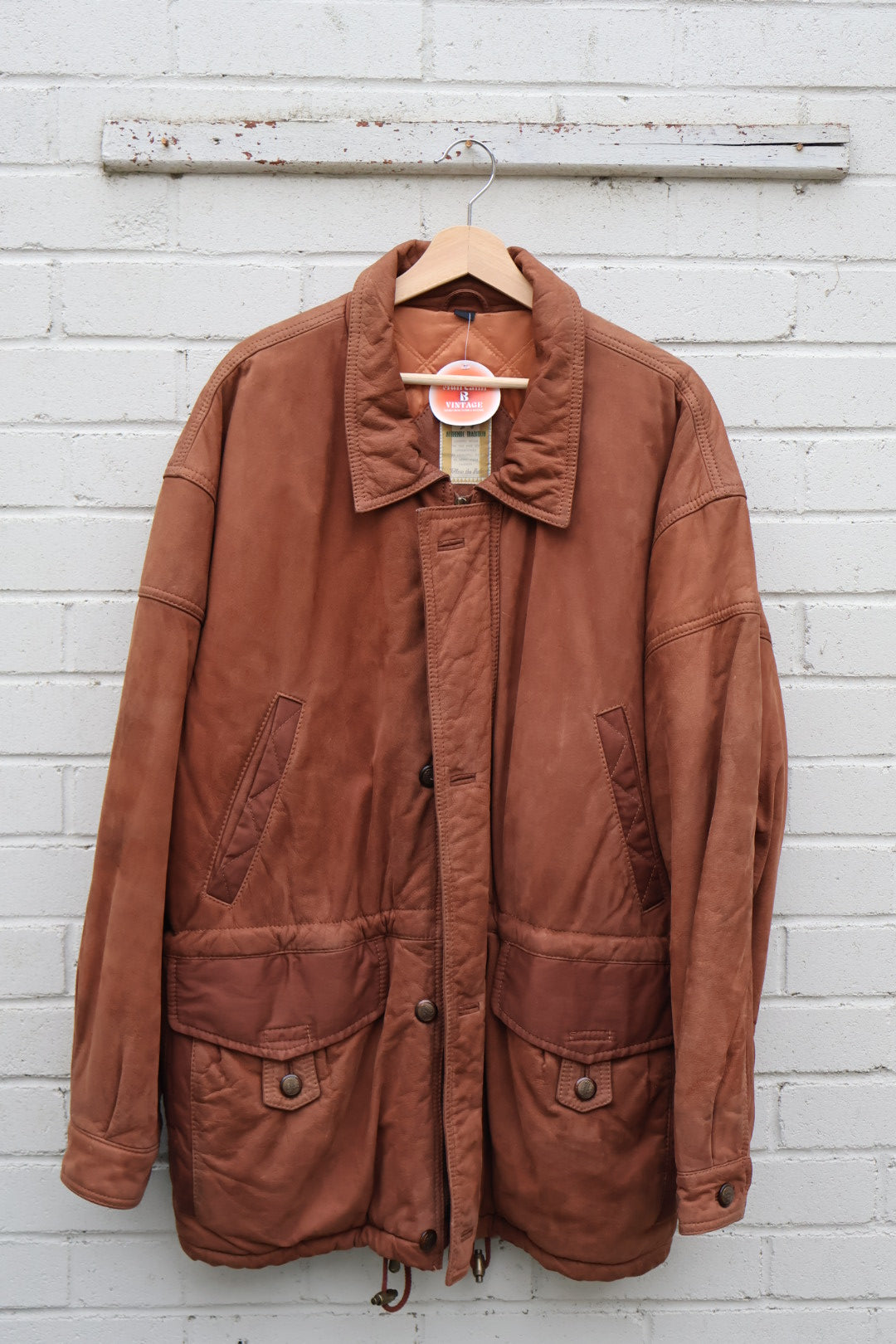 Camel Trophy Original 80’s Tan Brown Leather Suede Thick Heavy Coat