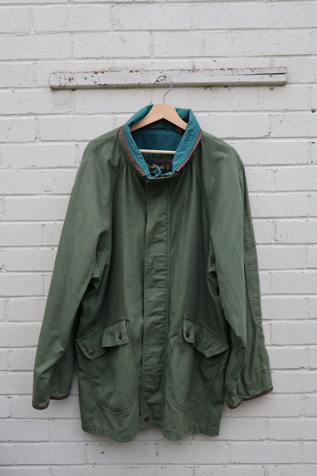 Timberland Vintage 90’s Green and Teal Button Up Coat