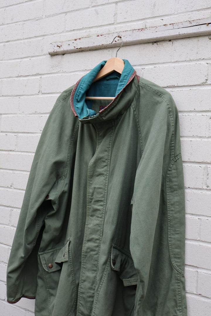 Timberland Vintage 90’s Green and Teal Button Up Coat