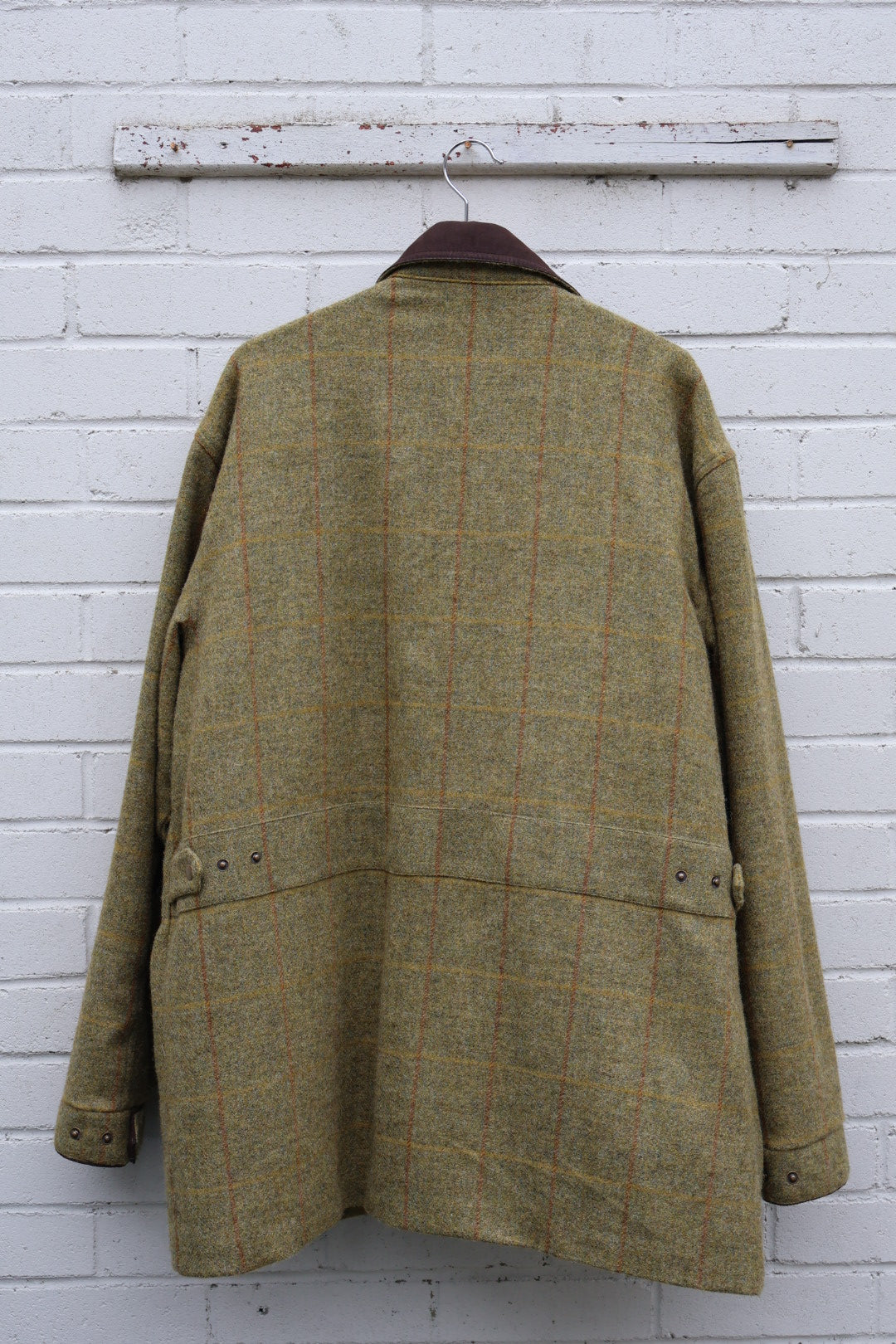 Country Style Green Tweed Wool Tartan Check Zip Up Coat