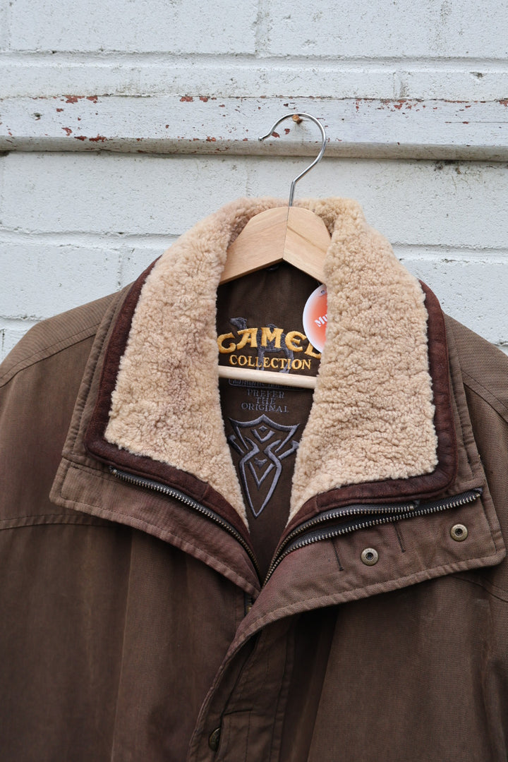 Original Camel Trophy Vintage 80’s Sheep Wool Collar Brown Coat