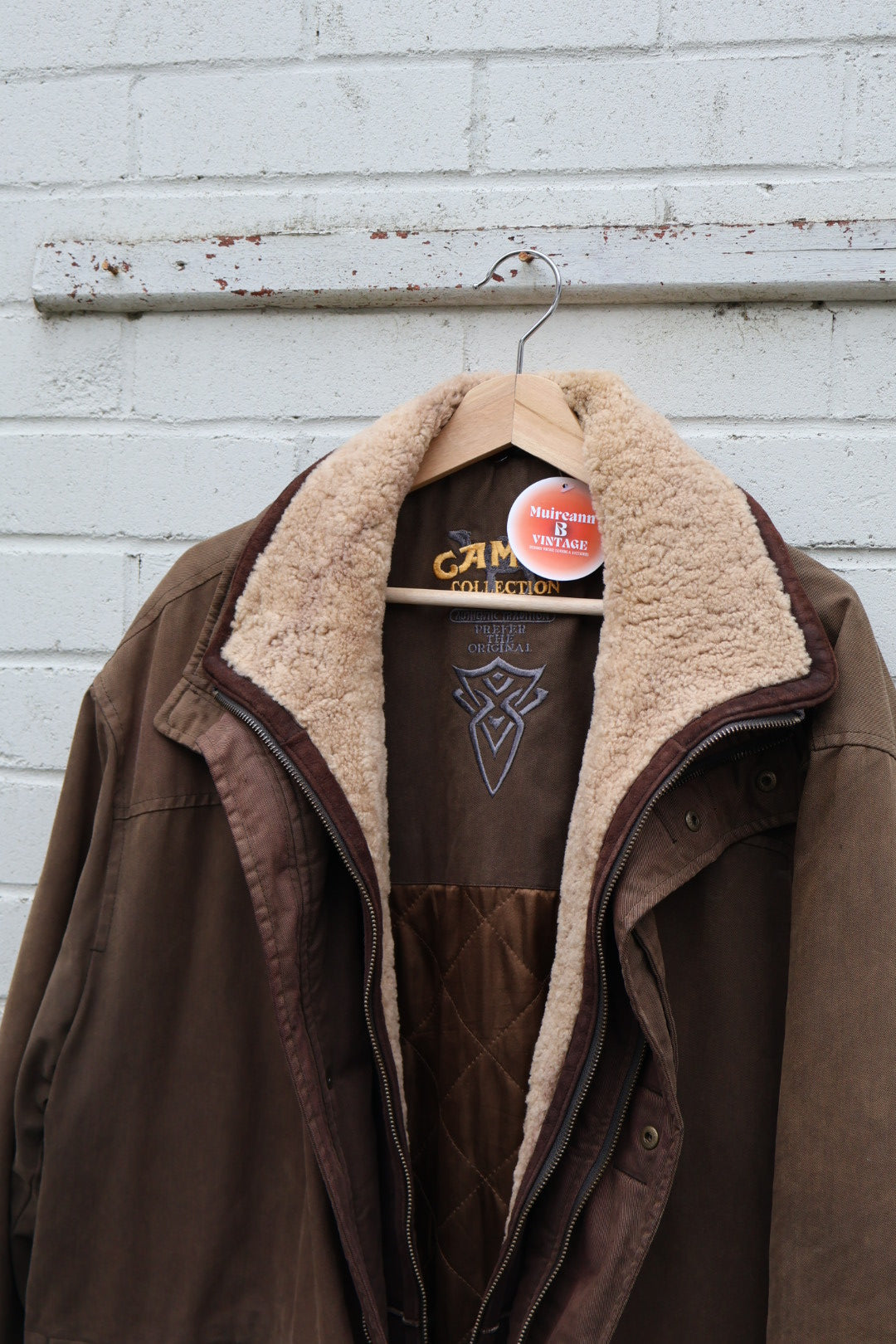 Original Camel Trophy Vintage 80’s Sheep Wool Collar Brown Coat