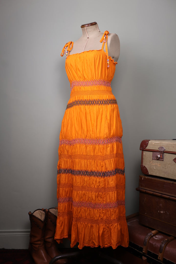 Marlboro Classics Vintage Orange Tiered Maxi Dress