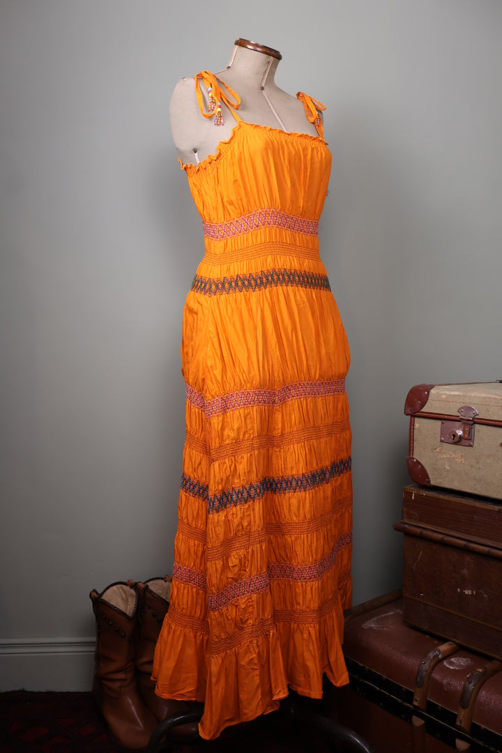 Marlboro Classics Vintage Orange Tiered Maxi Dress