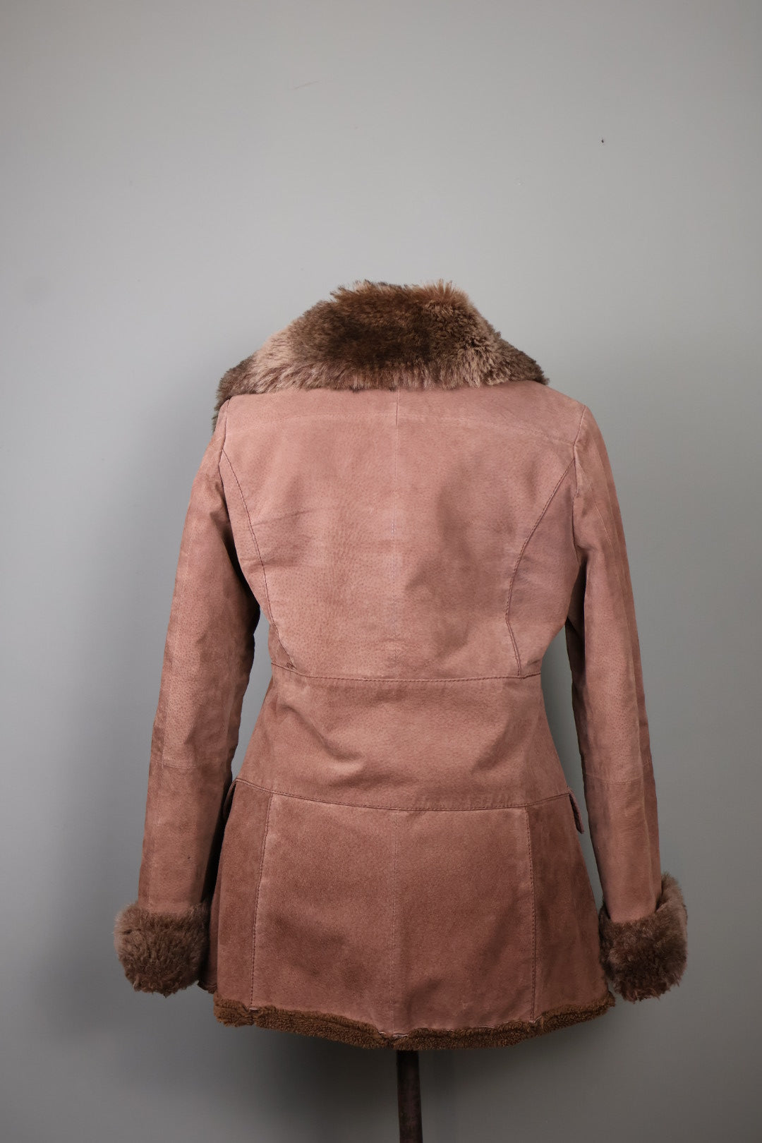 Morgan de Toi Vintage Brown Suede Faux Fur Afghan Penny Lane Buckle Jacket