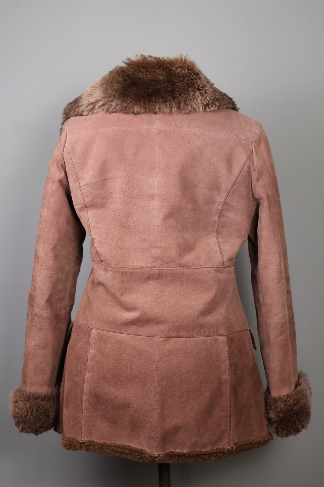 Morgan de Toi Vintage Brown Suede Faux Fur Afghan Penny Lane Buckle Jacket