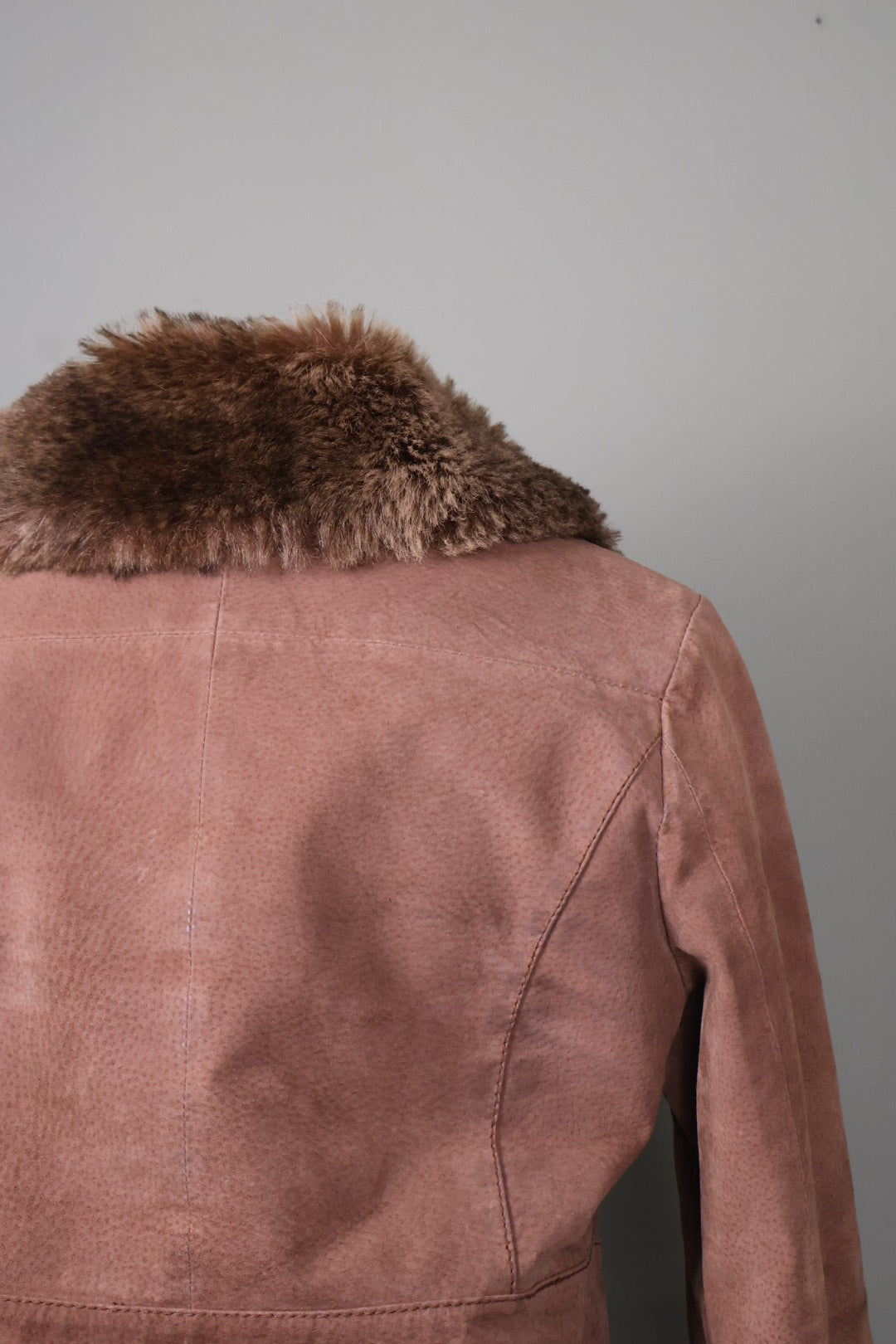 Morgan de Toi Vintage Brown Suede Faux Fur Afghan Penny Lane Buckle Jacket
