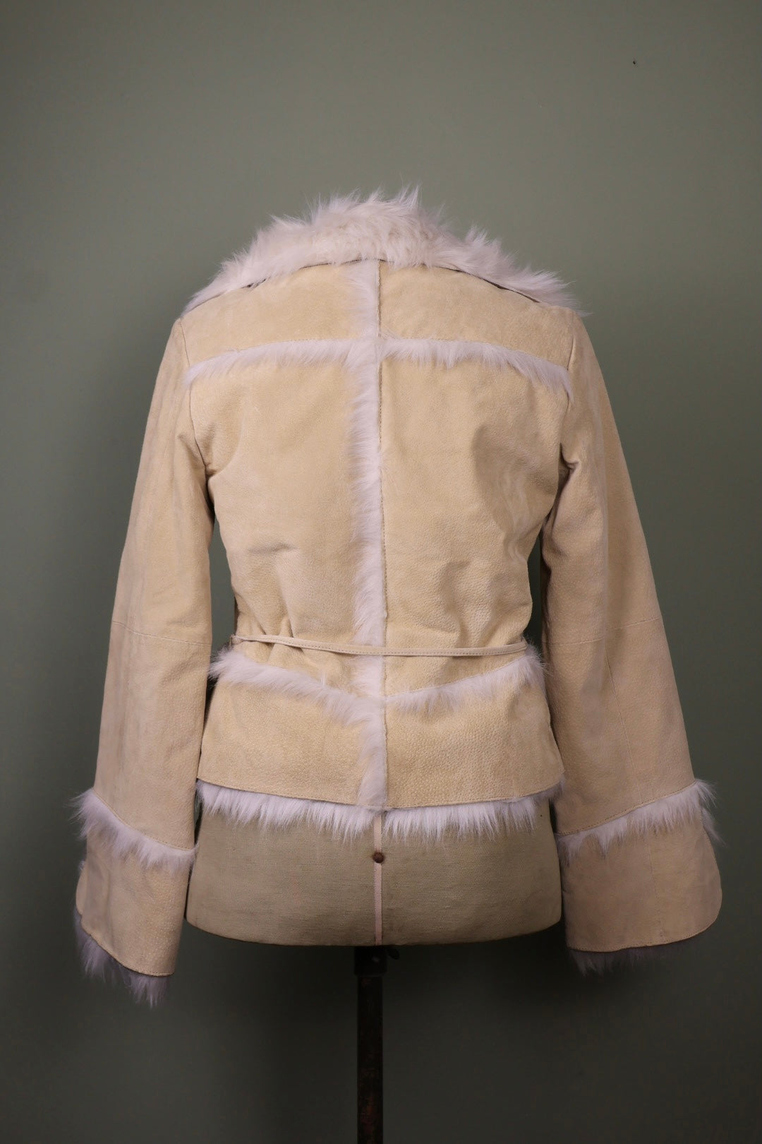 Morgan de Toi Vintage Y2k Leather Cream Suede Faux Fur Afghan Jacket
