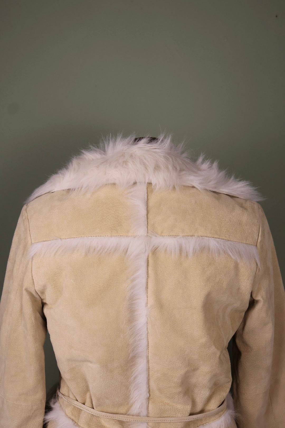 Morgan de Toi Vintage Y2k Leather Cream Suede Faux Fur Afghan Jacket