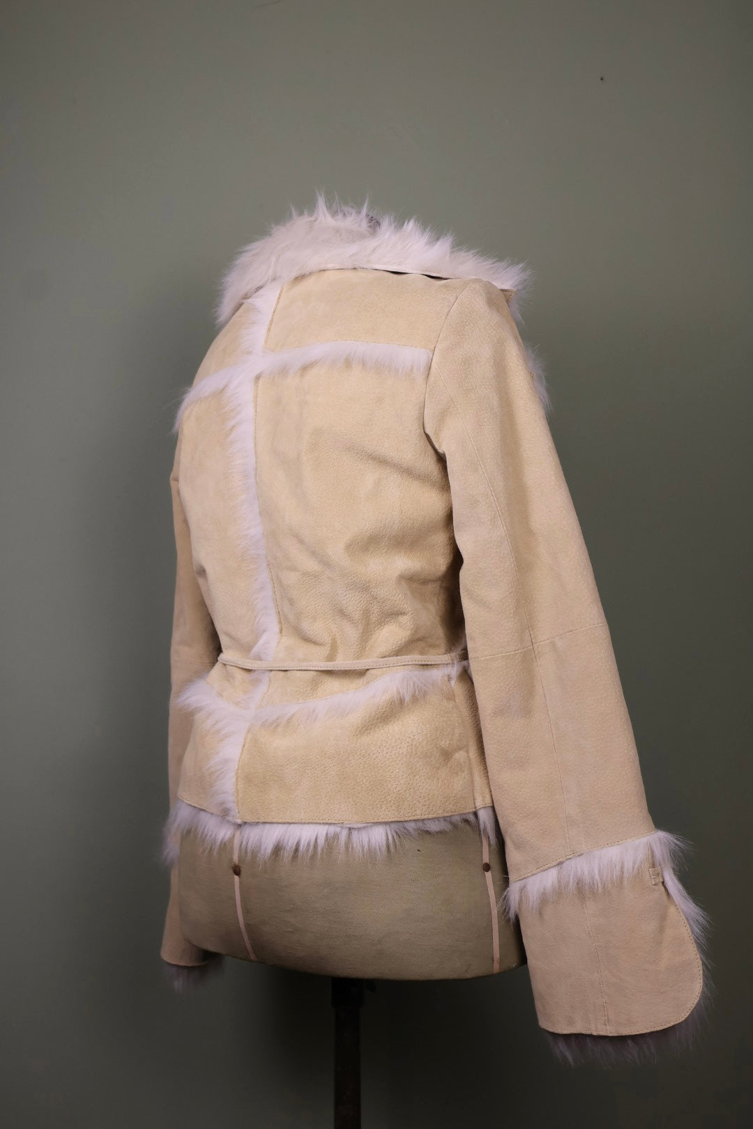 Morgan de Toi Vintage Y2k Leather Cream Suede Faux Fur Afghan Jacket