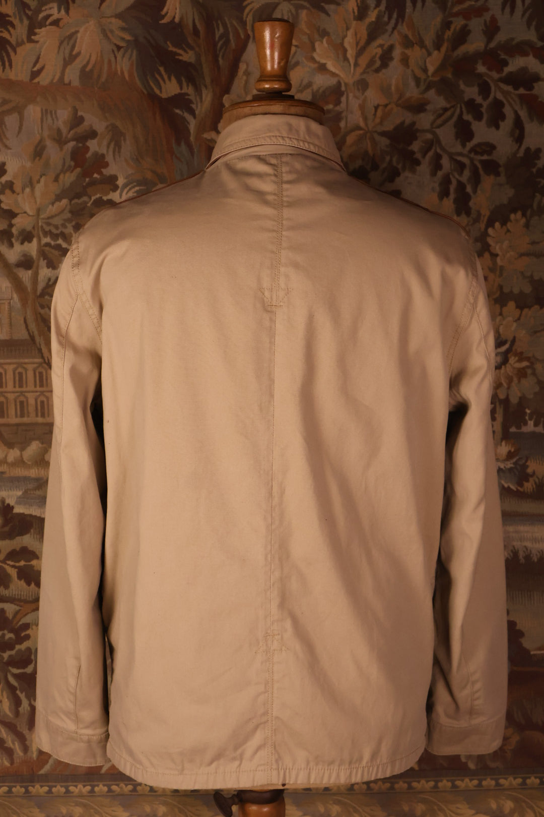Chevignon Cotton Canvas Safari Brown Leather Patches Jacket